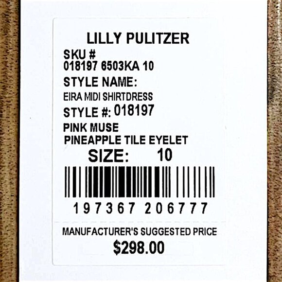 Lilly Pulitzer Eira Midi Shirtdress in Pink Muse/Pineapple Eyelet NWT - Size 10 - Picture 7 of 8